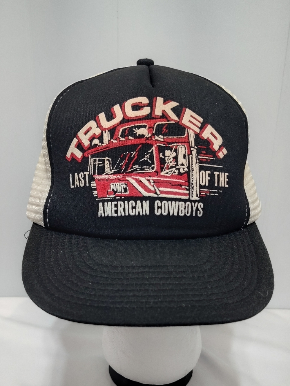 Vintage‎ Trucker Hat Last of the American Cowboys Semi Truck Snapback Mesh Cap